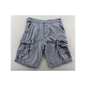Vintage Genes 1891 Mens Cargo Shorts Sz 34 Blue Micro Check Textured Stacked
